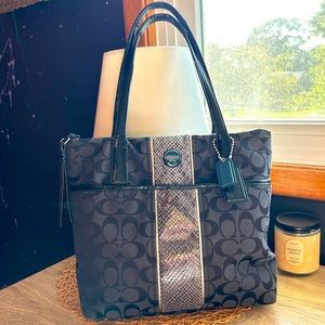 Coach Signature Stripe Python Tote